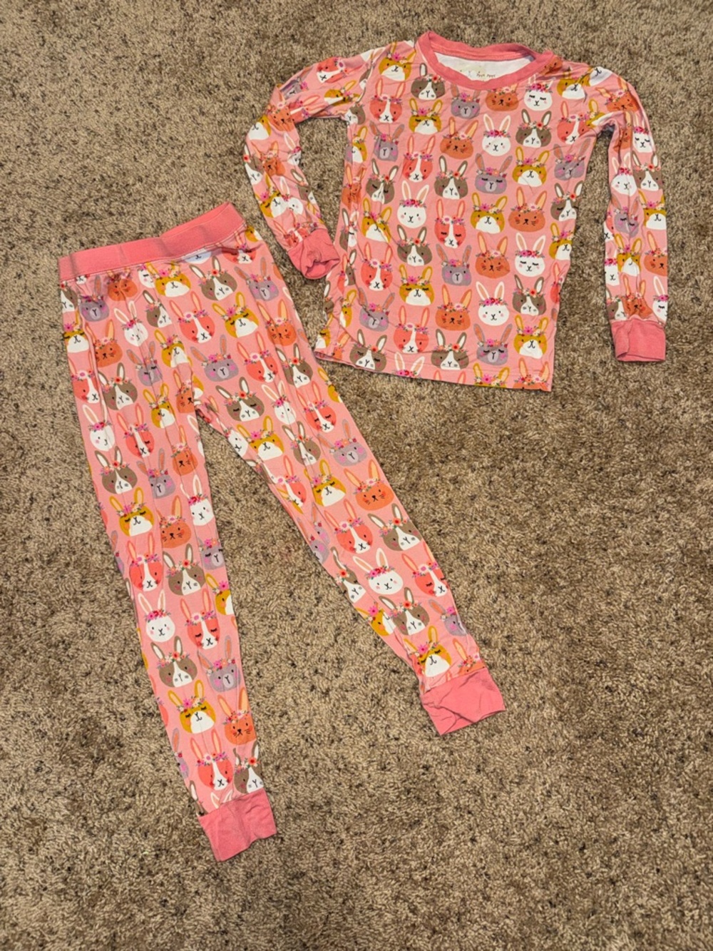 Little Sleepies Pink Bunny Bamboo Pajamas Long Sleeve Two Piece